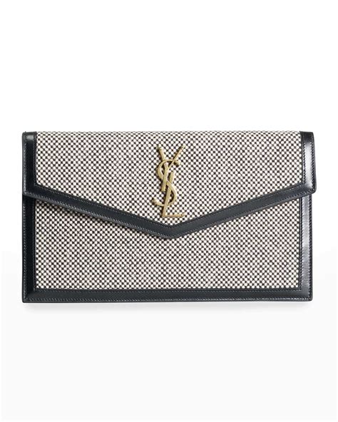 tweed ysl clutch|Saint Laurent Uptown YSL Checkered Tweed Clutch Bag.